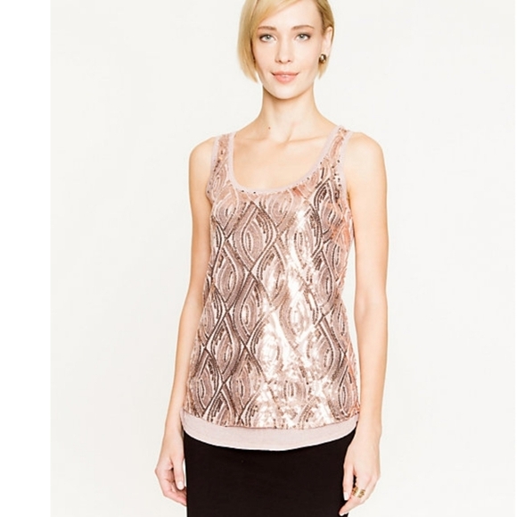 Rose gold sequin scoop neck top - Picture 1 of 10